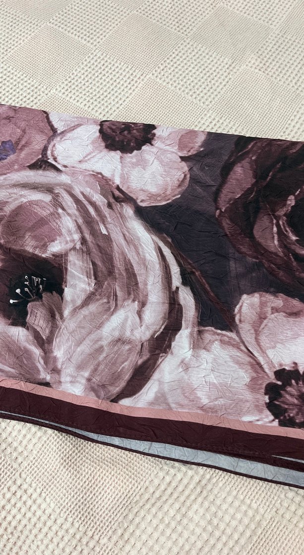 Bordo Çiçekli Şal - Görsel 2