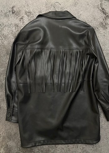 Mango püsküllü uzun deri ceket - Görsel 5