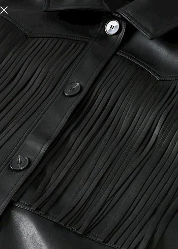 Mango püsküllü uzun deri ceket - Görsel 7