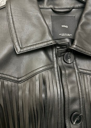 Mango püsküllü uzun deri ceket - Görsel 4