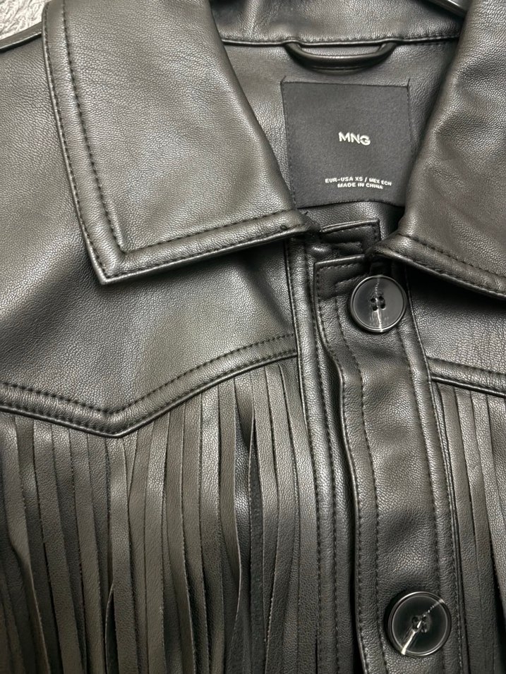 Mango püsküllü uzun deri ceket - Görsel 4