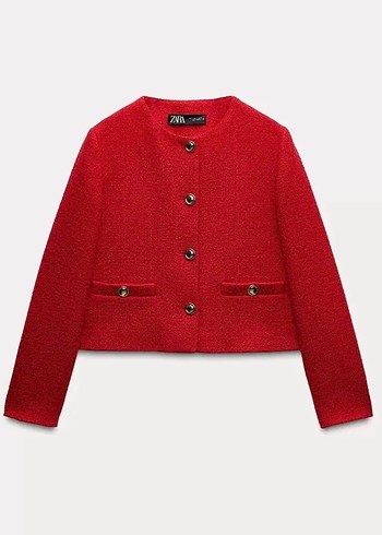 Zara Kırmızı Kadın Kısa Kaban - Görsel 4