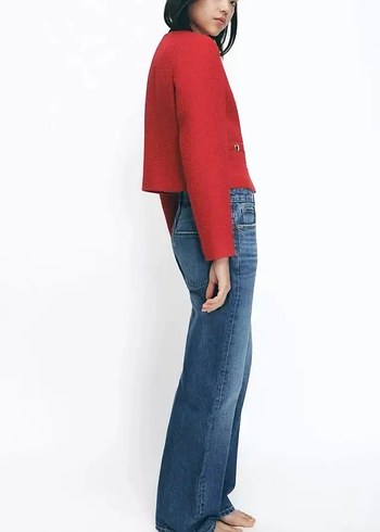 Zara Kırmızı Kadın Kısa Kaban - Görsel 6