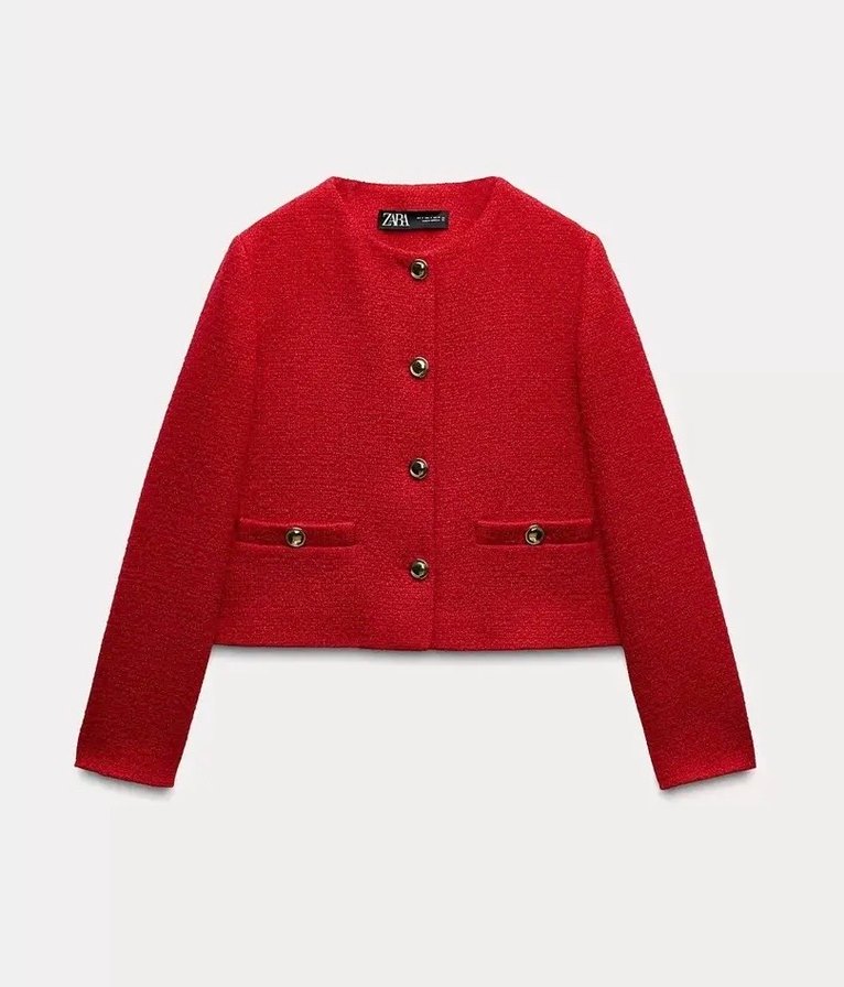 Zara Kırmızı Kadın Kısa Kaban - Görsel 4