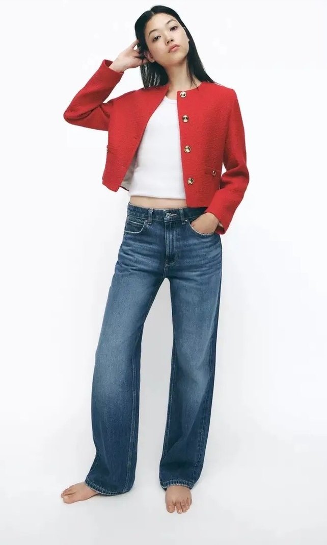 Zara Kırmızı Kadın Kısa Kaban - Görsel 5