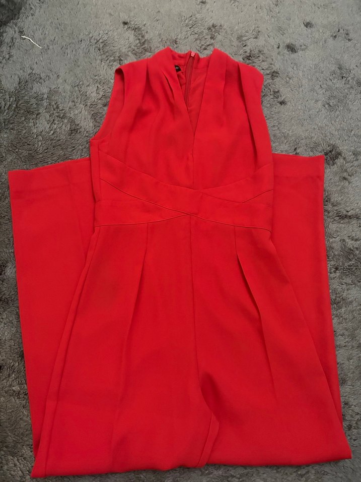 Mango Kırmızı V Yakalı Kadın Tulum - Görsel 3