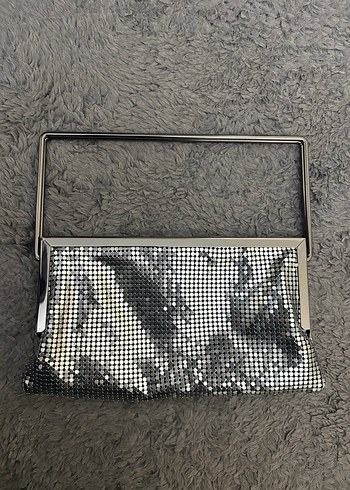 Zara metalik gri şık zincirli çanta - Görsel 4