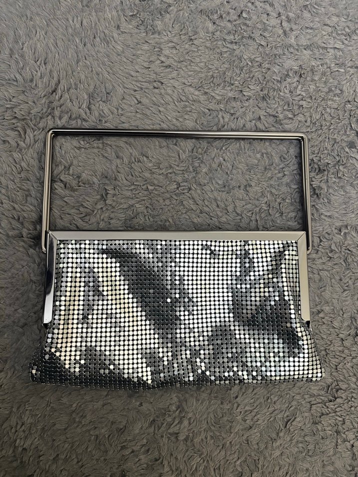 Zara metalik gri şık zincirli çanta - Görsel 4