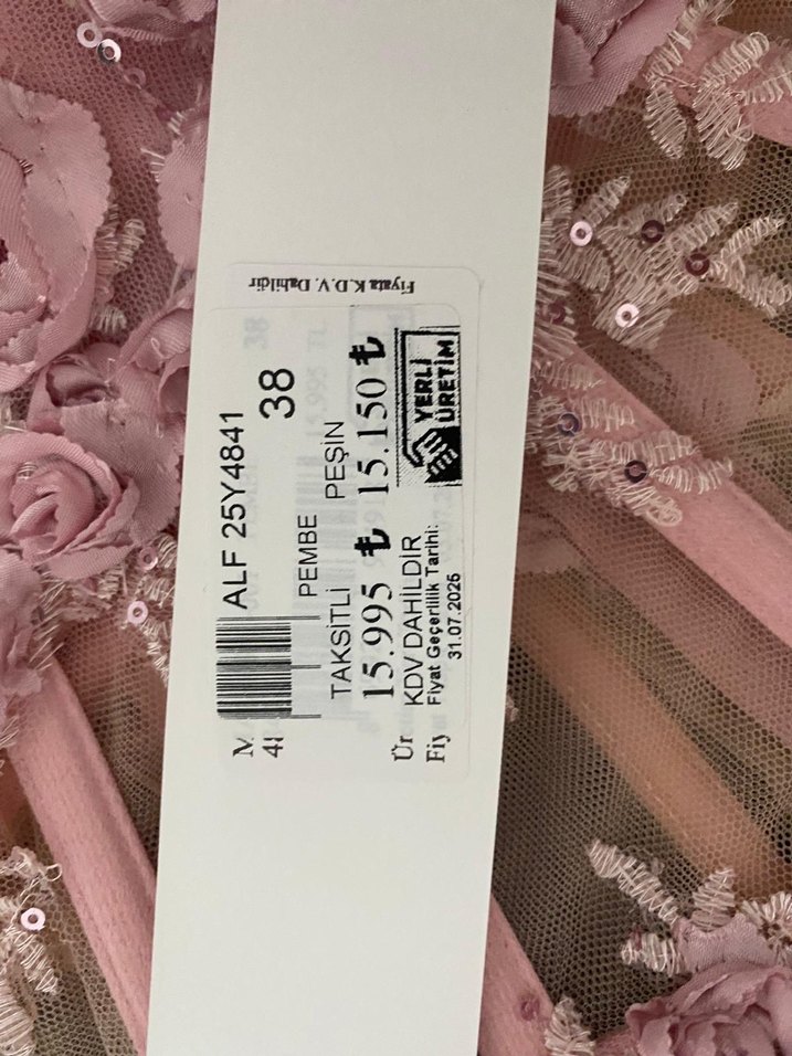 Alfabeta çiçekli pembe balık abiye - Görsel 5