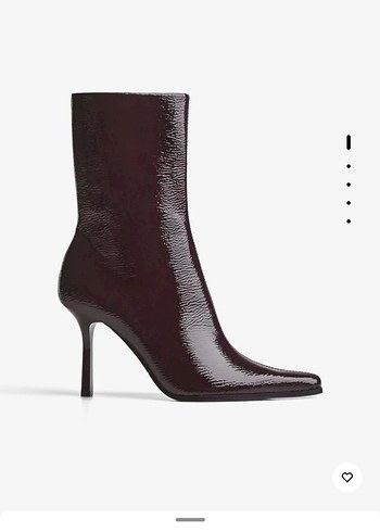 BERSHKA Bordo Parlak Deri Topuklu Bot - Görsel 2