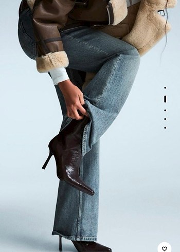 BERSHKA Bordo Parlak Deri Topuklu Bot - Görsel 3