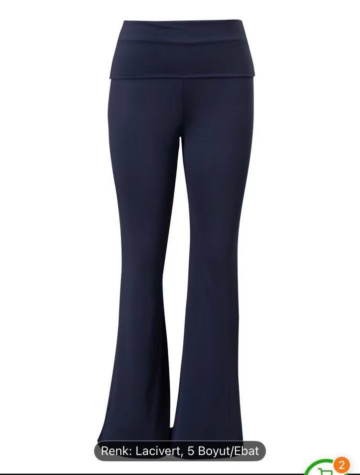 Lacivert Kadın İspanyol Paça Spor Pantolon - Görsel 3