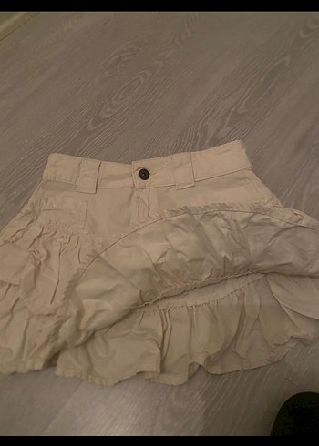 Bej Keten Renkli Kadın Midi Etek - Görsel 3