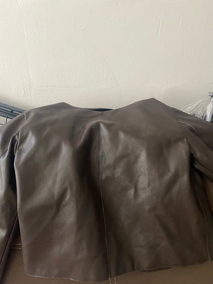 Düğmeli Kahverengi Deri Kadın Ceket - Görsel 3