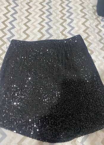 Kadın Siyah Mini Parlak Etek - Görsel 3