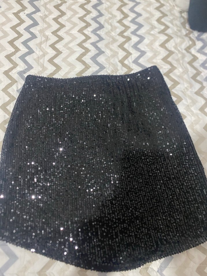Kadın Siyah Mini Parlak Etek - Görsel 3