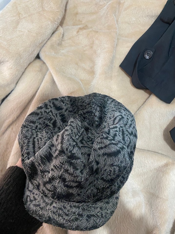 Gri Bohem Kürklü Kadın Şapka - Görsel 2