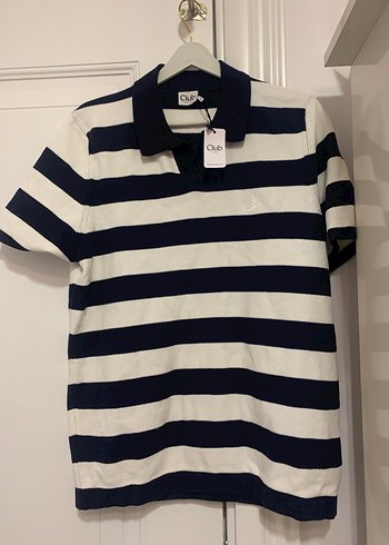 Erkek Lacivert Beyaz Çizgili Polo Tişört - Görsel 3