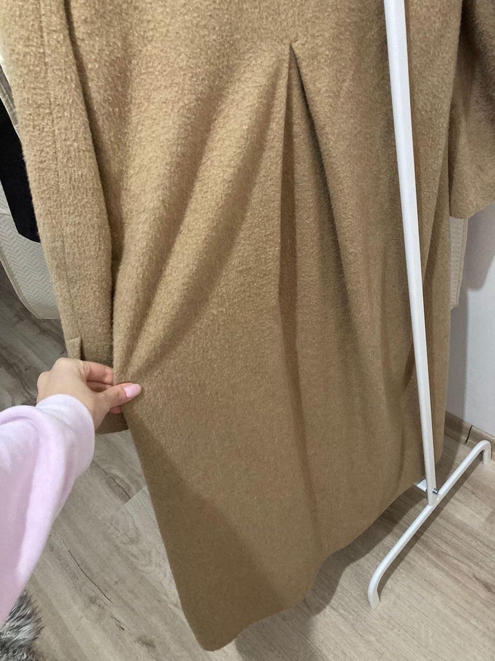 Adl yün karışımlı uzun kaban - Görsel 3