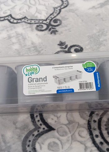 Grand 4 Bölmeli Saklama Kabı 3,5L Gri - Görsel 4