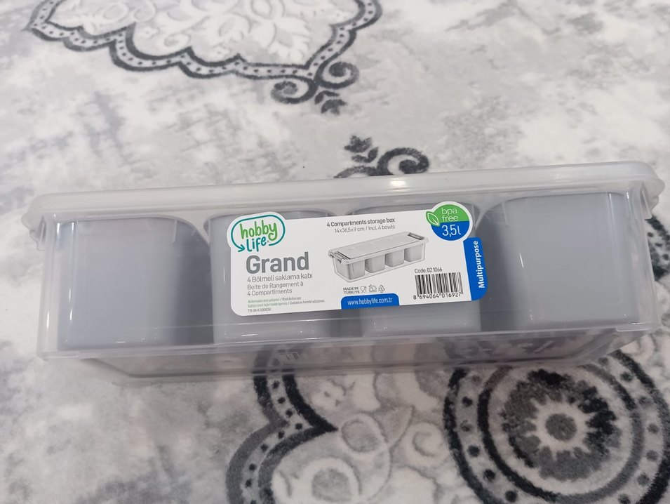 Grand 4 Bölmeli Saklama Kabı 3,5L Gri - Görsel 4