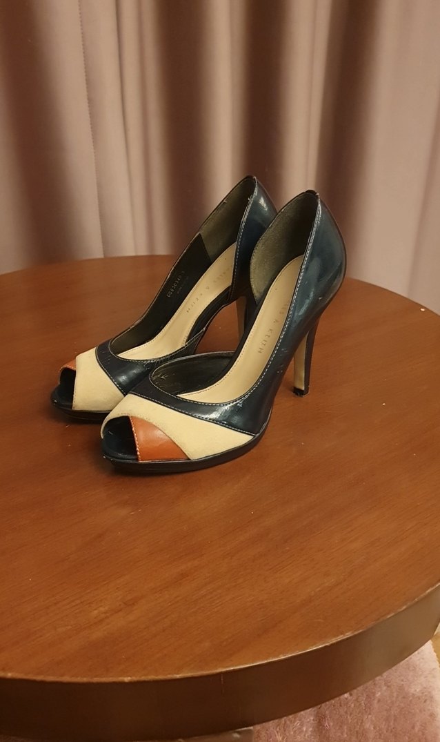 Klasik Bej lacivert rugan Stiletto Topuklu Kadın Ayakkabı - Görsel 3