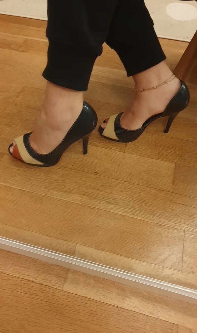 Klasik Bej lacivert rugan Stiletto Topuklu Kadın Ayakkabı - Görsel 5