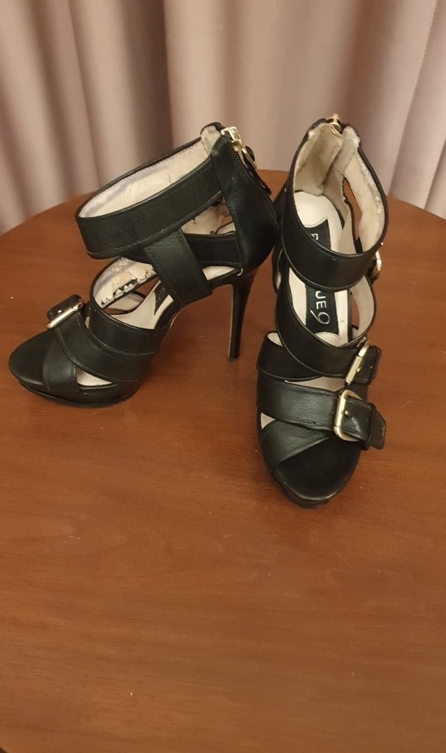 Siyah Deri Platform 12 cm Topuklu Kadın Abiye Ayakkabı - Görsel 2
