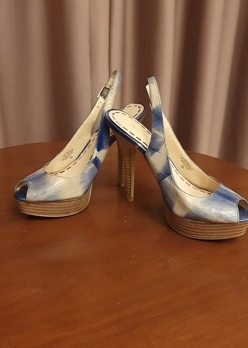 Mavi Batik Desenli Denim Platform 12 cmTopuklu Kadın Ayakkabı - Görsel 2