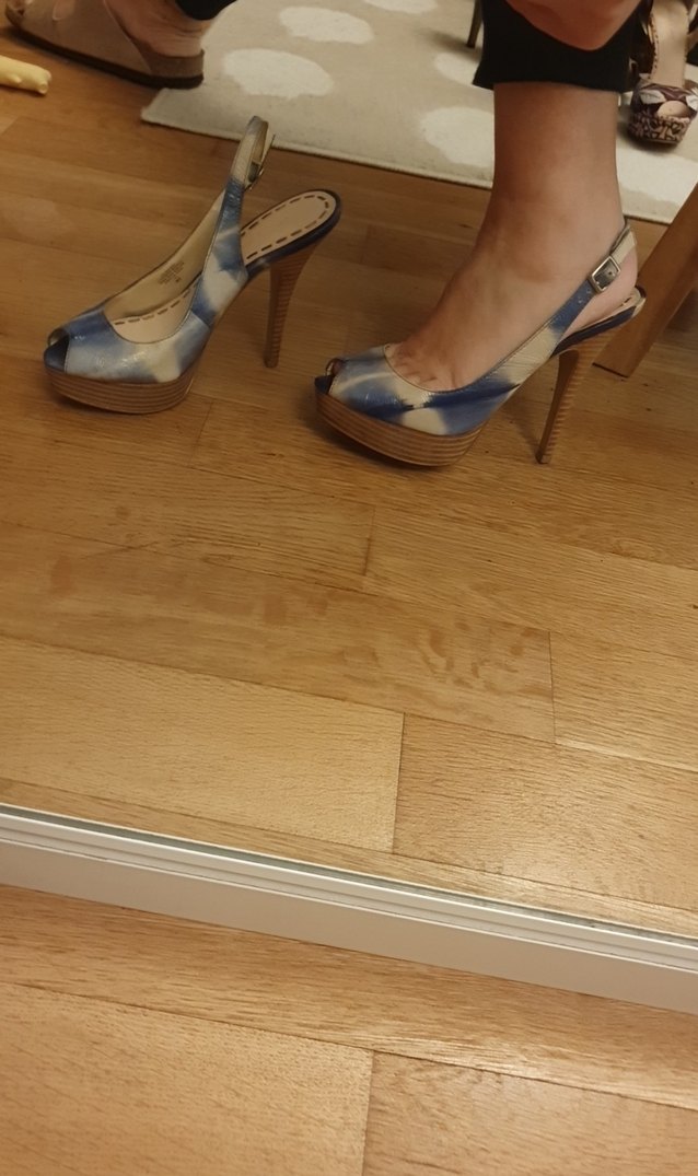 Mavi Batik Desenli Denim Platform 12 cmTopuklu Kadın Ayakkabı - Görsel 3