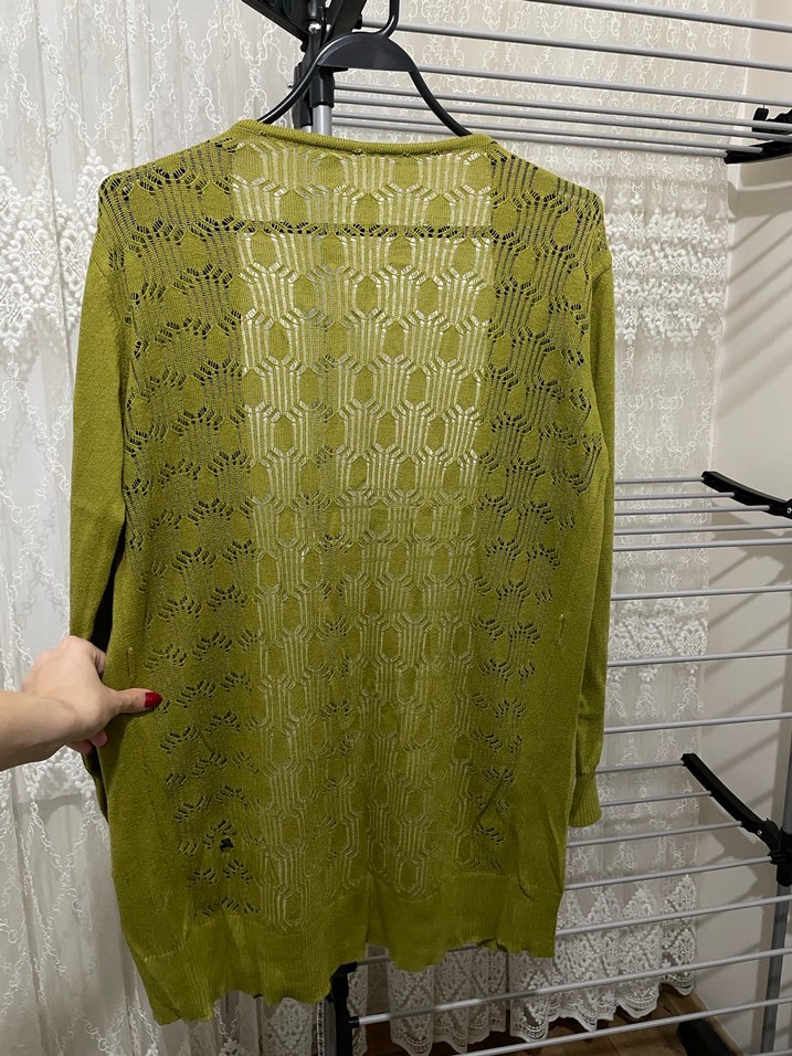 Düğmeli Yeşil Bohem Hırka - Görsel 3