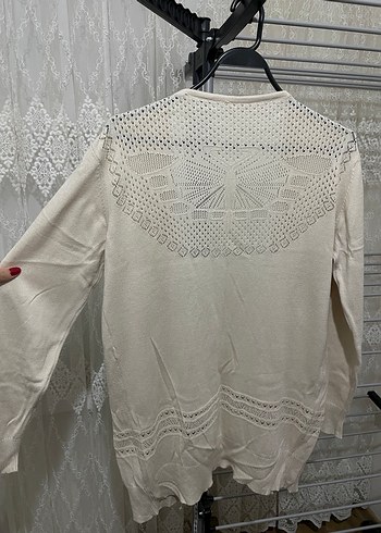 Bej V Yaka Bohem Kadın Hırka - Görsel 3