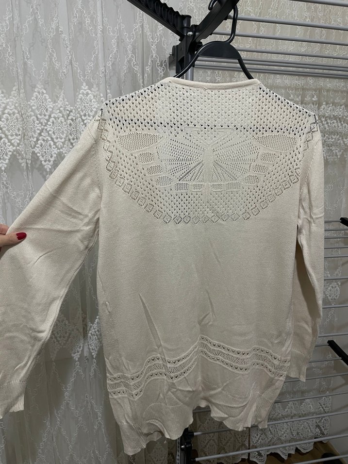 Bej V Yaka Bohem Kadın Hırka - Görsel 3