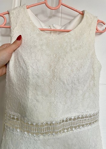 Beyaz Dantel A Kesim Gelinlik - Görsel 4