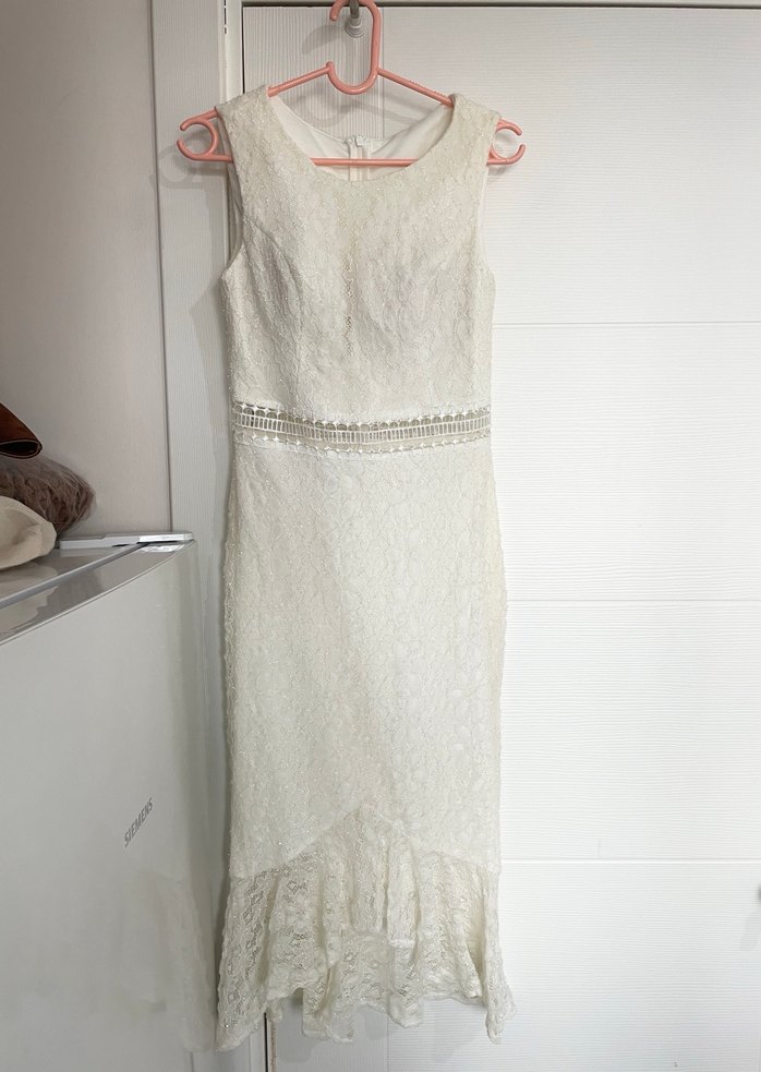 Beyaz Dantel A Kesim Gelinlik - Görsel 2