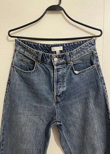 Düğmeli Mavi Kadın Denim Pantolon - Görsel 2