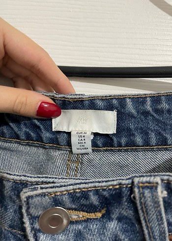 Düğmeli Mavi Kadın Denim Pantolon - Görsel 3