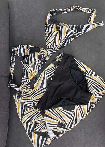 Pierre Cardin Sarı Zebra Desenli Drapeli Etkeli Mini Bikini - Görsel 5