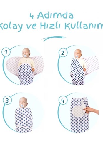 Beyaz Mavi Desenli Bebek Kundak Örtüsü - Görsel 6