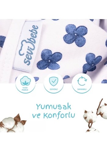 Beyaz Mavi Desenli Bebek Kundak Örtüsü - Görsel 5