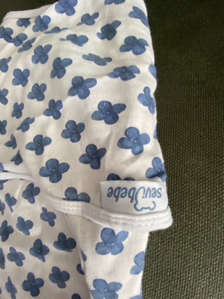 Beyaz Mavi Desenli Bebek Kundak Örtüsü - Görsel 3