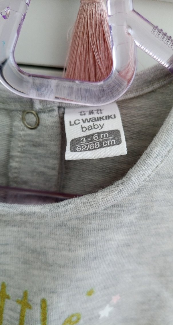 Uzun Kollu Gri Pembe Kız Çocuk Elbise - Görsel 3