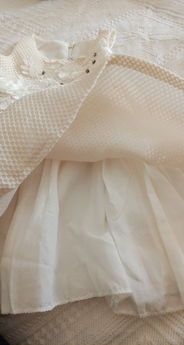Kız Çocuk Beyaz Dantelli Nakışlı Elbise - Görsel 3