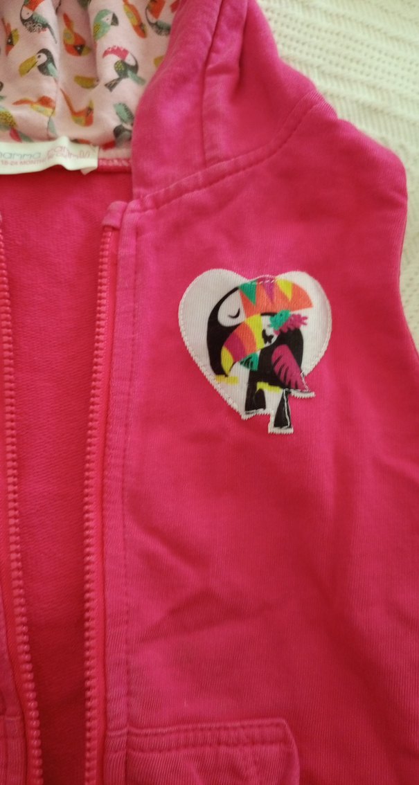 Kapüşonlu Pembe Kız Çocuk Fermuarlı Yelek - Görsel 2