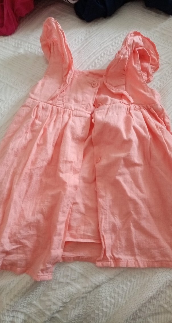 Pembe Kız Çocuk Fırfırlı Nakışlı Elbise - Görsel 2