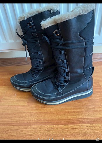 Siyah Kürklü Kadın Dolgu Topuklu Bot - Görsel 6