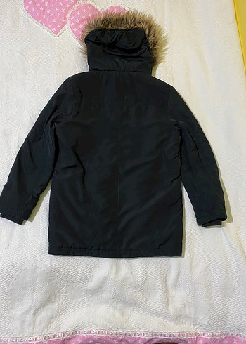 Erkek Çocuk Gri Kürklü Kapüşonlu Kaban - Görsel 2