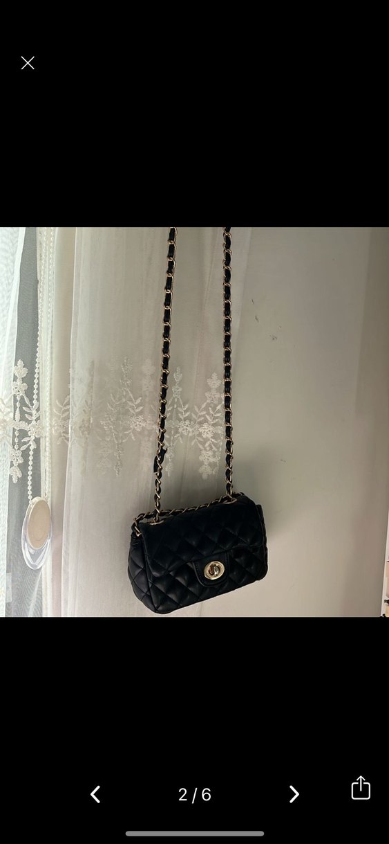 Zincir Detaylı Siyah Deri Kadın Çanta - Görsel 2