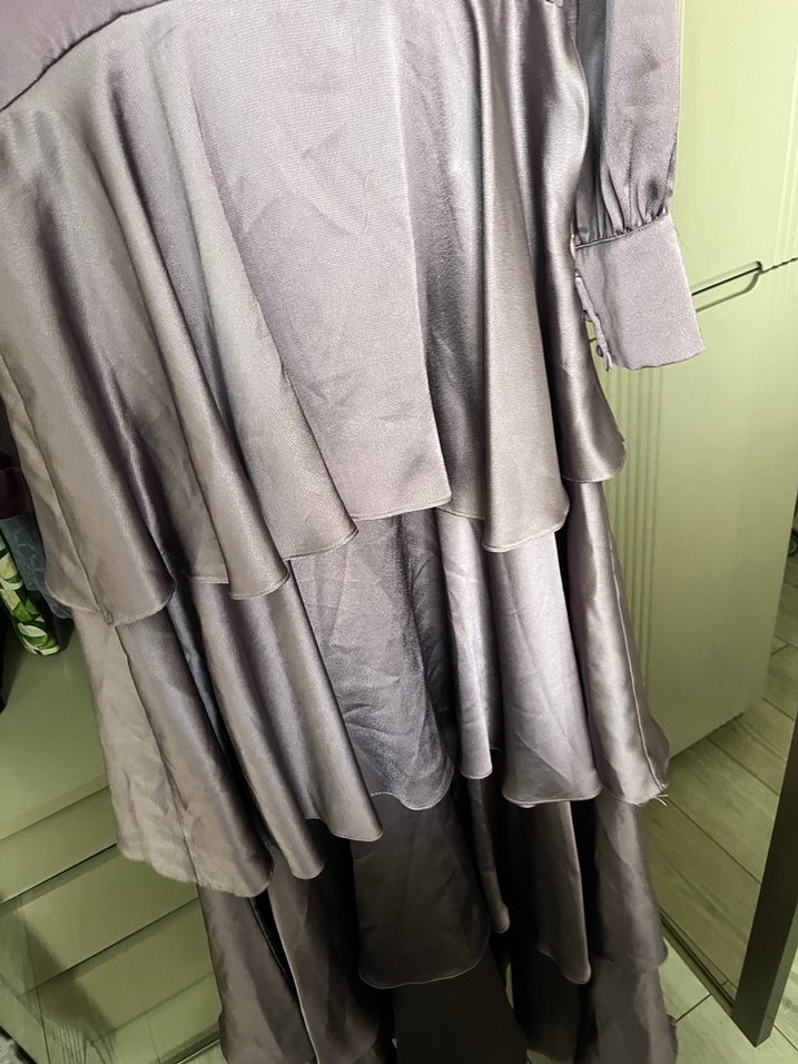 Mor Uzun Drapeli Kadın Elbise - Görsel 2