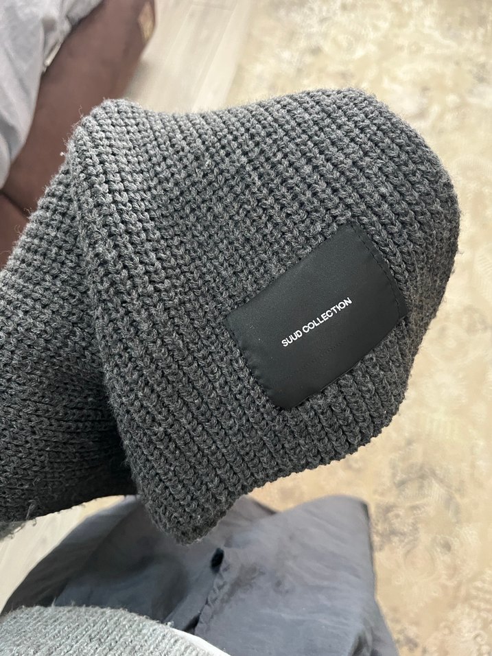 Gri örgü atkı - Görsel 2